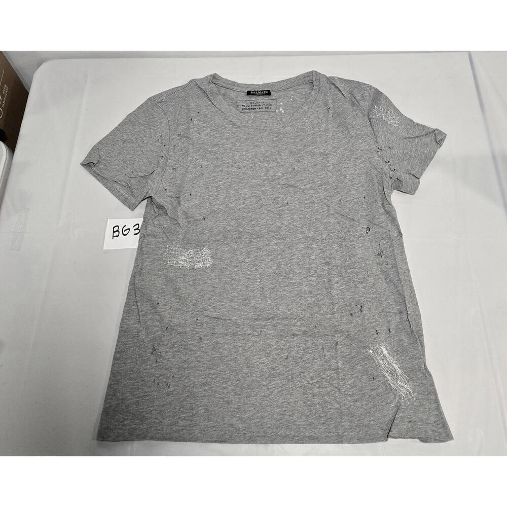 Balmain Paris Gray Distressed T-Shirt SS2010 Runway Piece